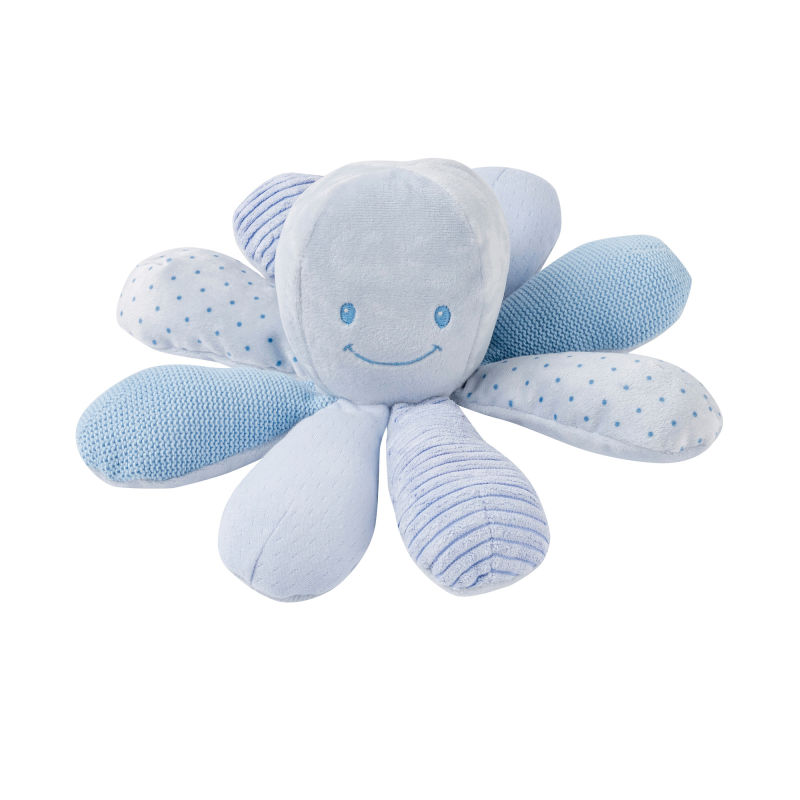  soft toy rattle octopuss blue 25 cm 